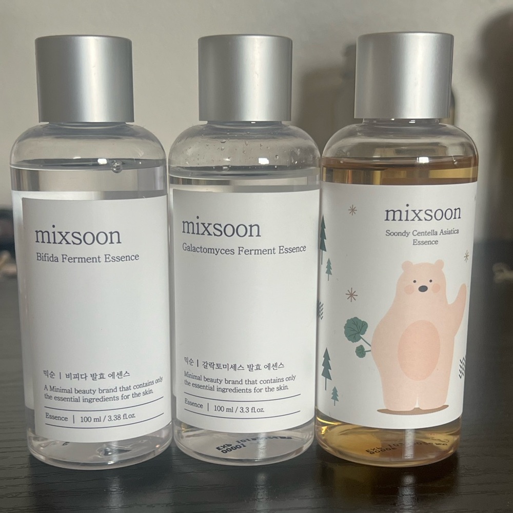 Mixsoon Korean skincare essences.
